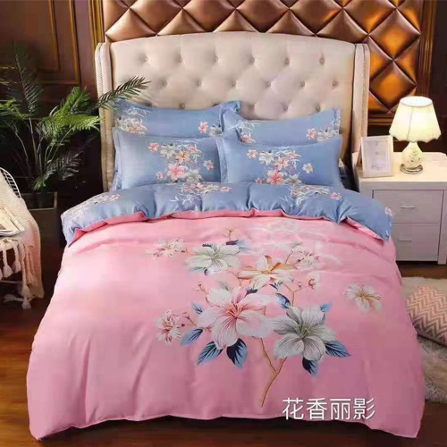 Beautiful  Pink Flower Floral Designed Bed sheet with 2 Pillow and 1 Blanket Cover